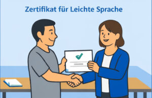 Porträt eines Mädchens mit Trisomie 21, das in einer Online-Unterrichtsstunde in die Kamera winkt.